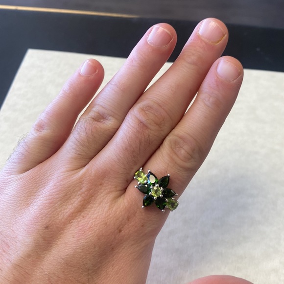 Harold Trujillo sterling 925 green peridot & emerald ring size 10.0 - Picture 4 of 5